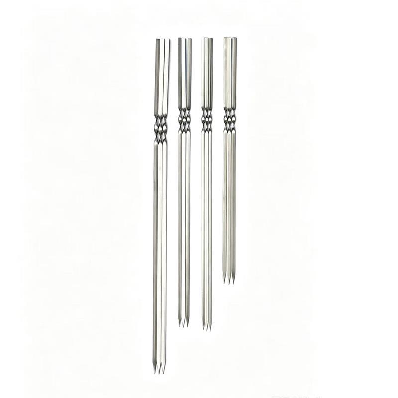 Stainless Steel Flat BBQ Skewers for Lamb, Reusable & Threaded, Large Quantity Discount Available