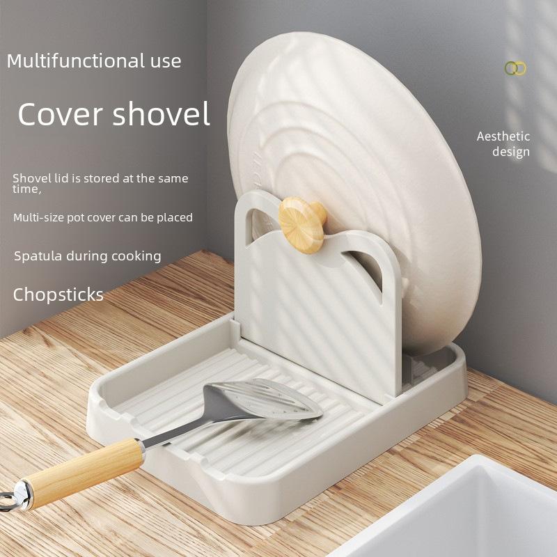 Estante de Almacenamiento Plegable Multifuncional para Tapas de Ollas y Utensilios de Cocina Montado en la Pared