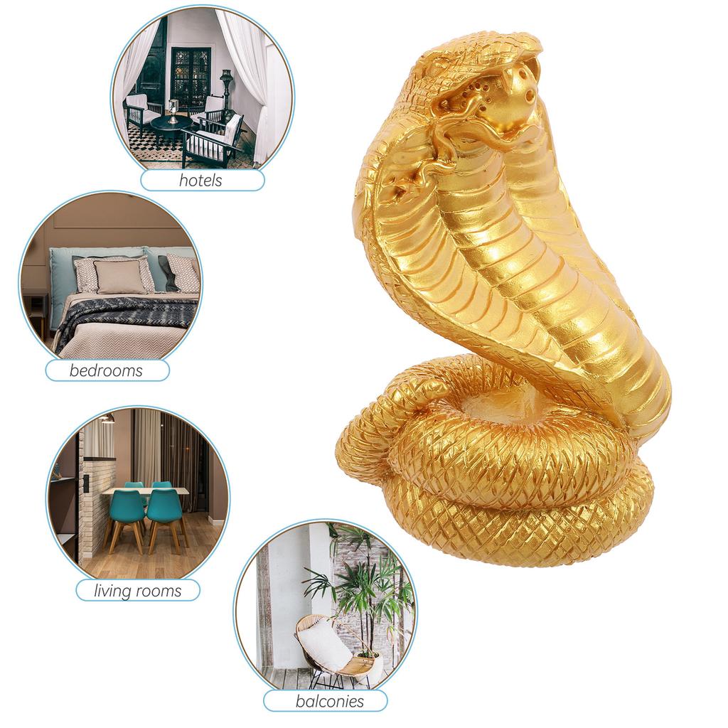 Gold Resin Snake Sculpture Smooth Round Edges Compact Decoration Desktop Home Office Garden Art Resin Snake Figurine