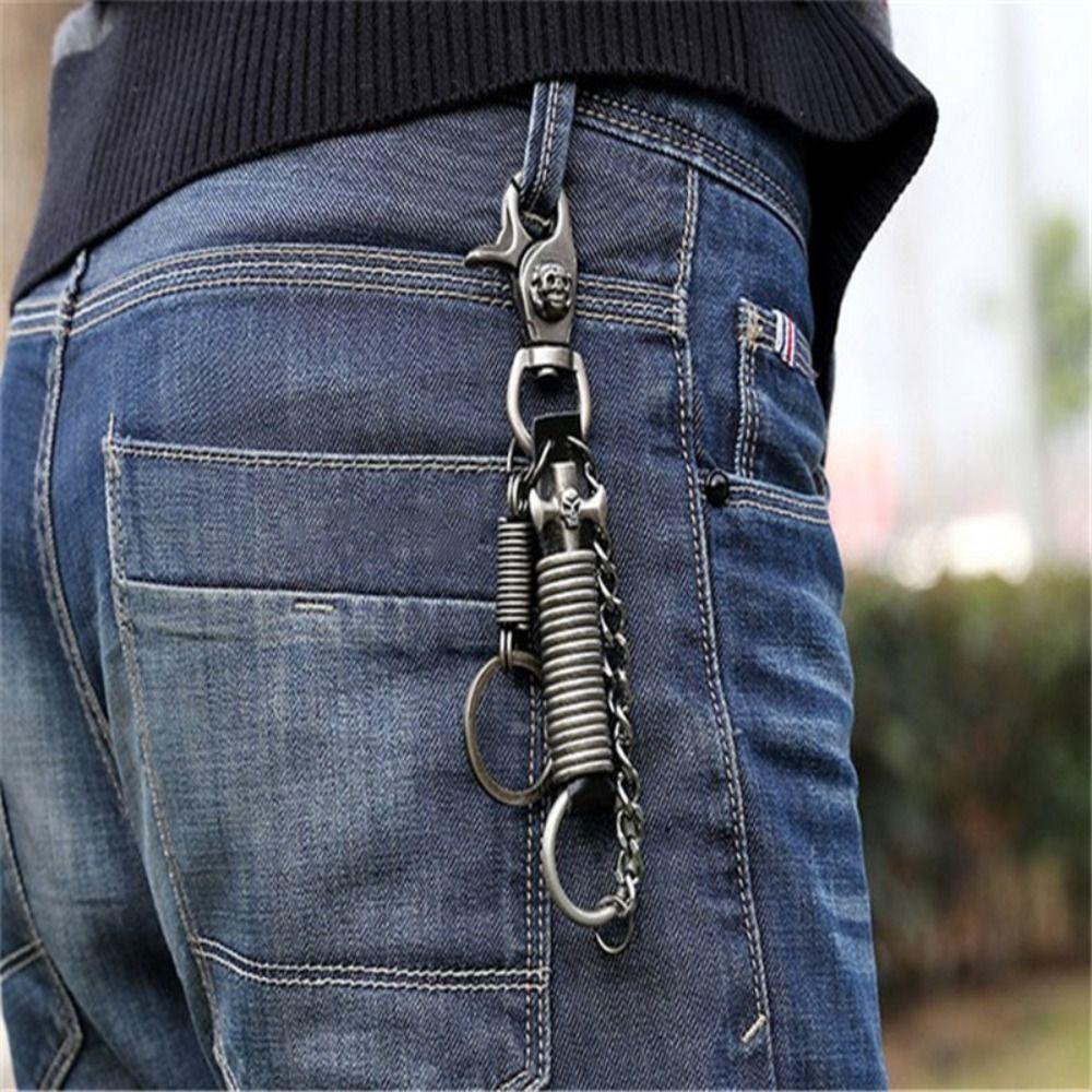 Spring Genuine Leather KeyChain Zinc Zinc Alloy Punk Style Pendant  Car Decoration