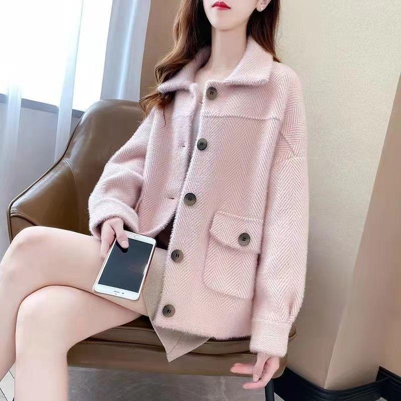Women's Korean-Style Faux Mink Fur Short Coat for Autumn/Winter Versatile Gold Mink Top