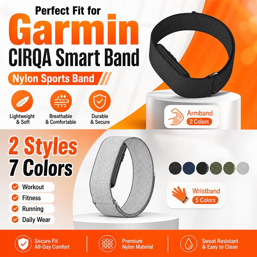 Uus nailonkudumiga biitsepsirihm Garmin CIRQA nutikella jaoks Asendusrandmerihm Fitnessijälgija randmerihm Garmin CIRQA tarvikule