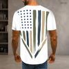 Men Plus Size Round Neck Short Sleeve American Flag Printed Casual T Shirt