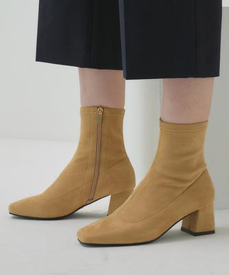 Salt And Chocolate Square Toe Stretch Sock Ankle Boots 412146002 (5.5Cm/3 Colors)