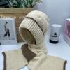 New double-color thermal cap versatile velvet scarf integrated snow cap plush wool cap buckle ear protector knitted cap