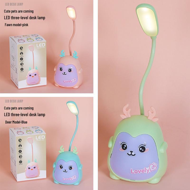 Multifunctional LED Eye-Protection Cartoon Table Lamp with USB Charging