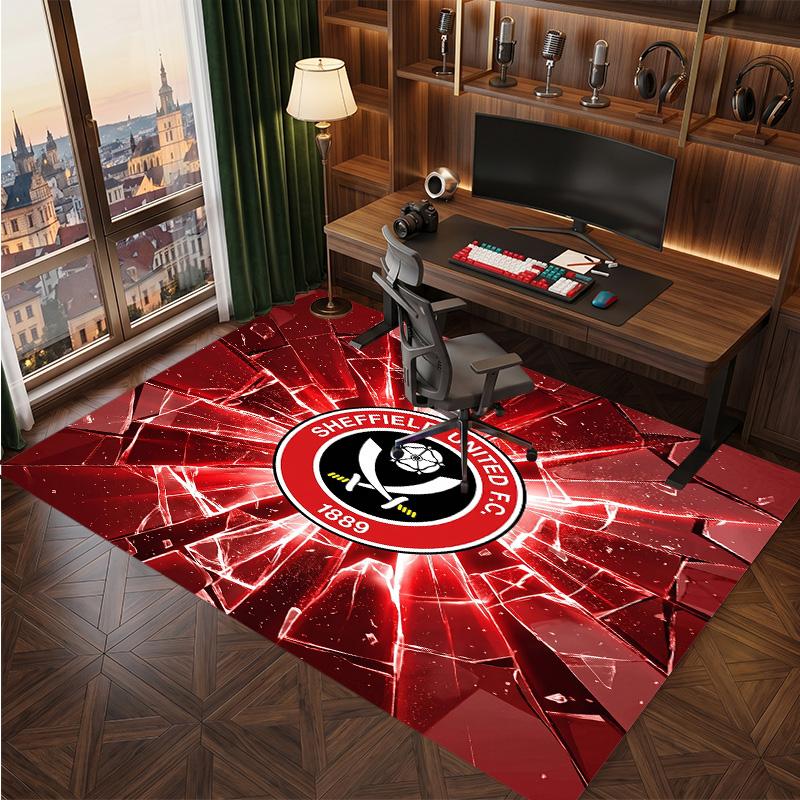 Sheffield United Football Print Crystal Velvet Rug, Comfortable Water Absorbent Non Slip Indoor Floor Carpet