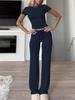 European Cross-border Casual Short-Sleeved Top and Long Pants Activewear Set for Home, Sports, and Yoga.