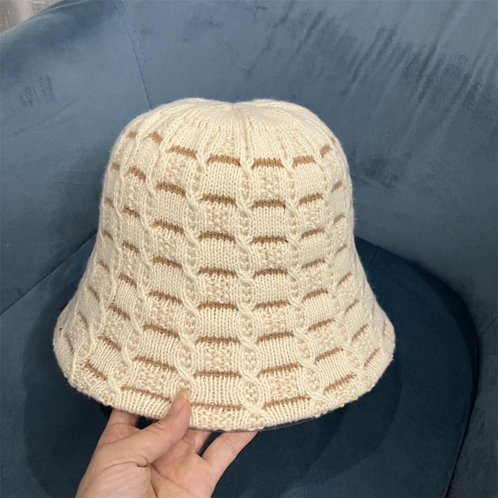Mixed Color Knitted Wool Bucket Hat Versatile Bucket Hat Autumn and Winter Warm Washbasin Hat Wool Hat Tide