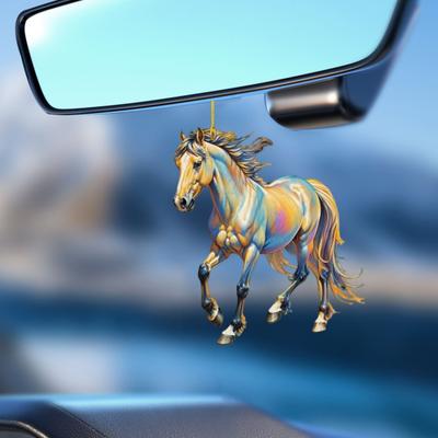 Amuleto para Espejo Retrovisor de Coche con Diseño de Poni Llavero Acrílico Plano 2D Lindo para Bolso Y Llaves Regalo para Amantes de los Caballos para Niñas Y Aficionados a la Equitación