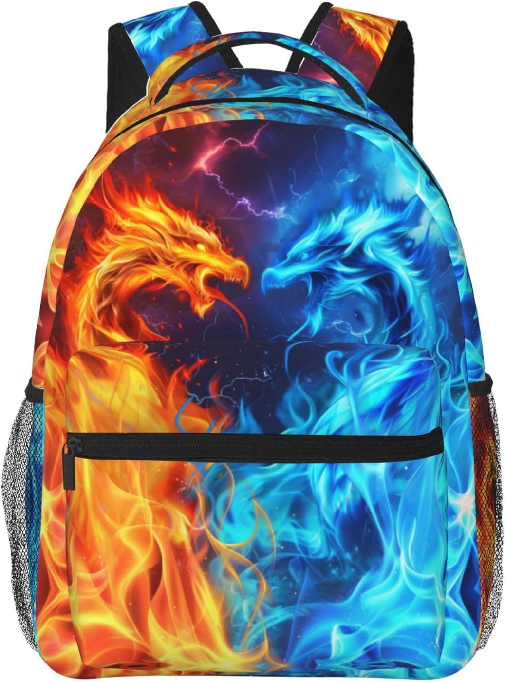 Dragons Backpack For Boys Girls Red Blue Fire Bookbags Lightweight Adjustable Elementary Middle High School Bags