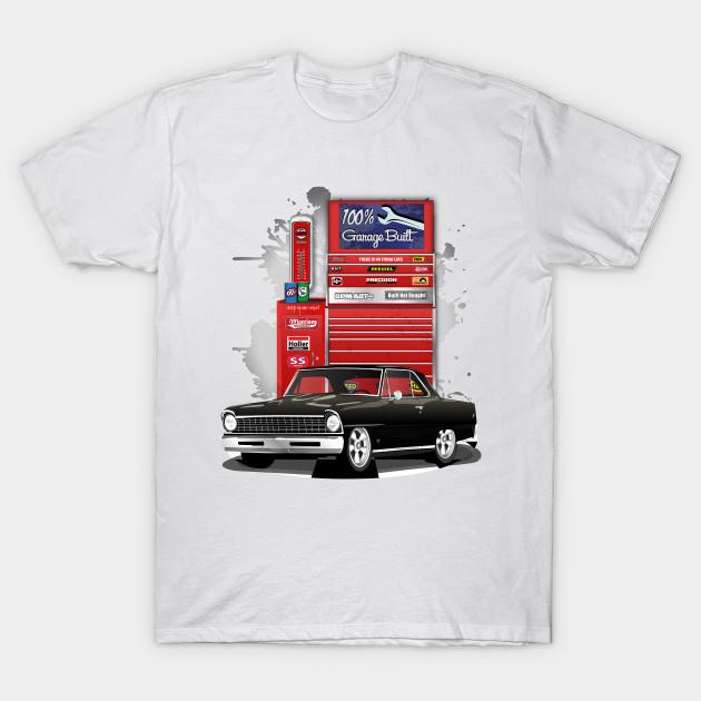

Men Black Print T-shirt 1967 Black Chevrolet Nova Garage Built Print No-Cut Transfer Paper Print Cotton Tshirt XL