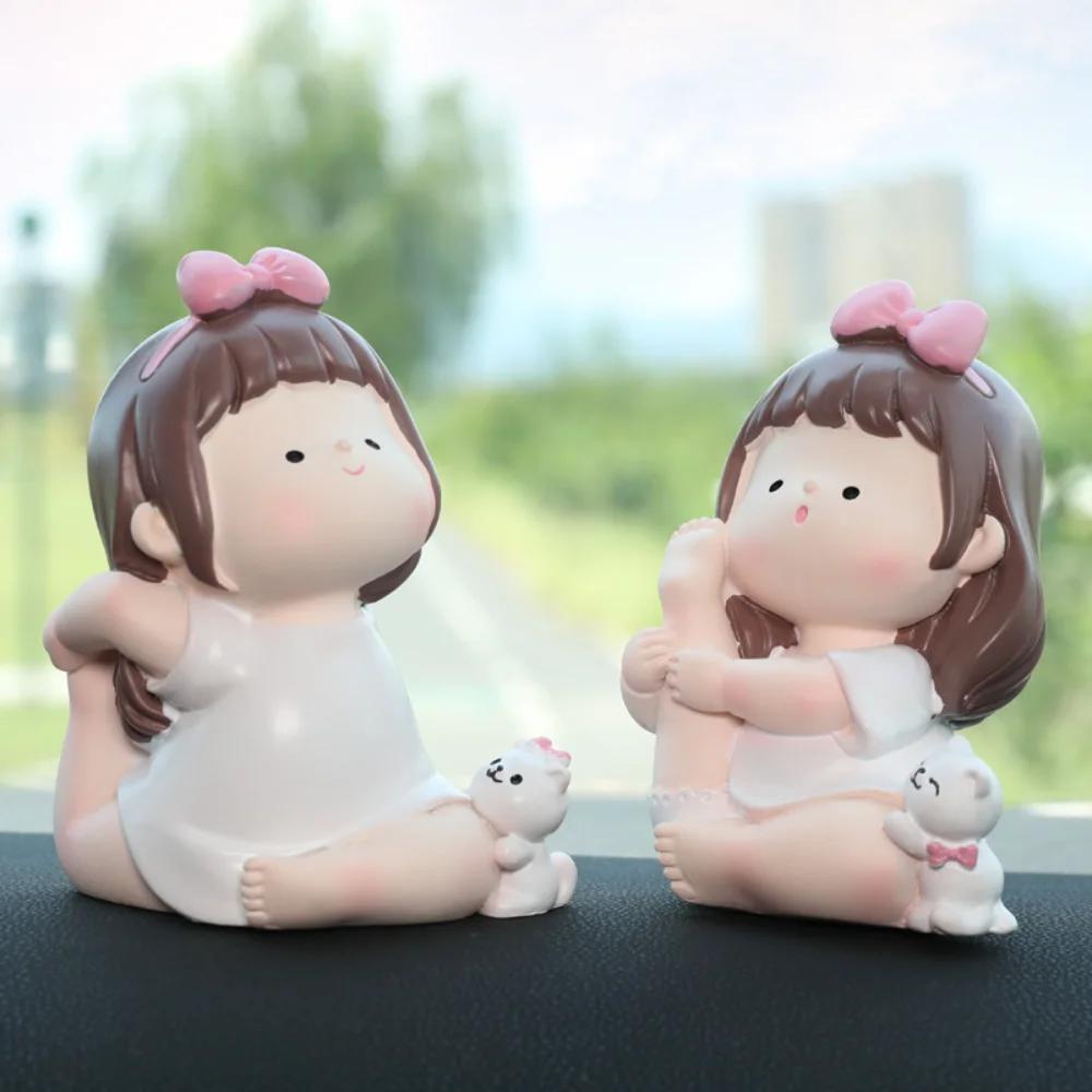 Cartoon Cute Yoga Little Cute Girl Sports Girl Car Ornament Birthday Cake Baking Decorations Student Gift