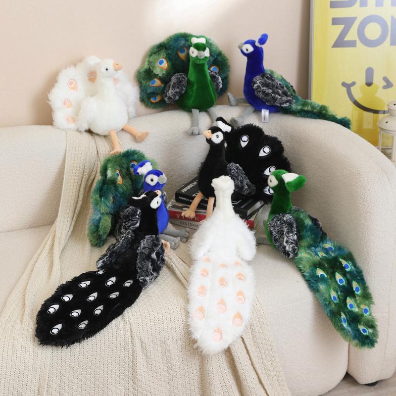 Peacock Plush Toy Peacock Toys Black and White Peacock Peacock Toy with Open Screen Toys for Peacock Enthusiasts Animal Lovers