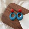 Hong Kong Style Retro Atmosphere, Circle Contrasting Color Earrings for Women, Earrings Suitable for Square and Round Faces, Niche Design Sense 