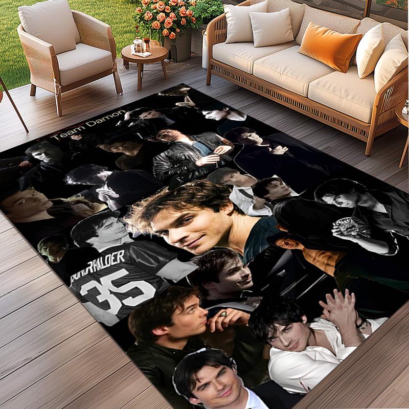 Damon Salvatore Print Rug, Washable Floor Carpet, For Entryway Dorm Laundry Room Office Study, Home Decor Birthday Christmas Gift