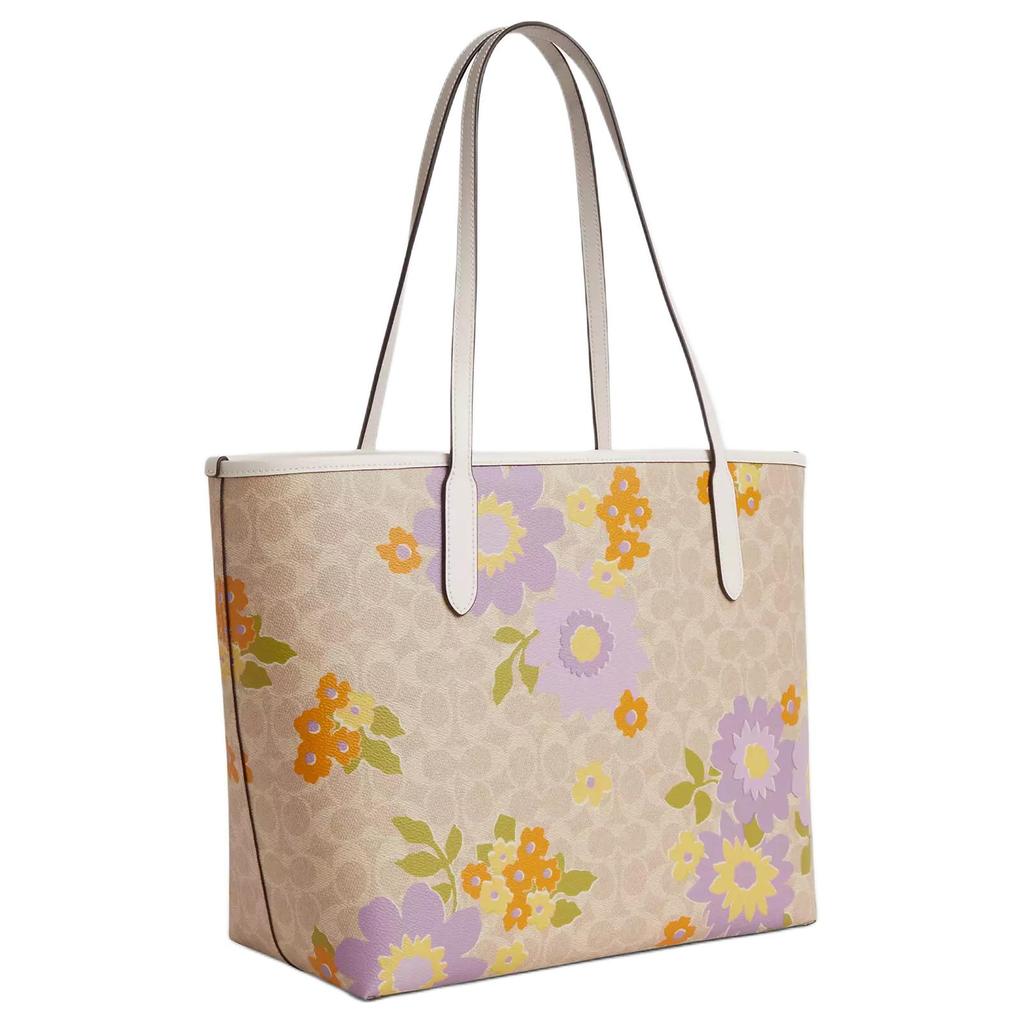 Coach City 33 Logo Floral Print Coated Canvas Tote Bag Women tote Beige Multicolor CBG71-SVSAS