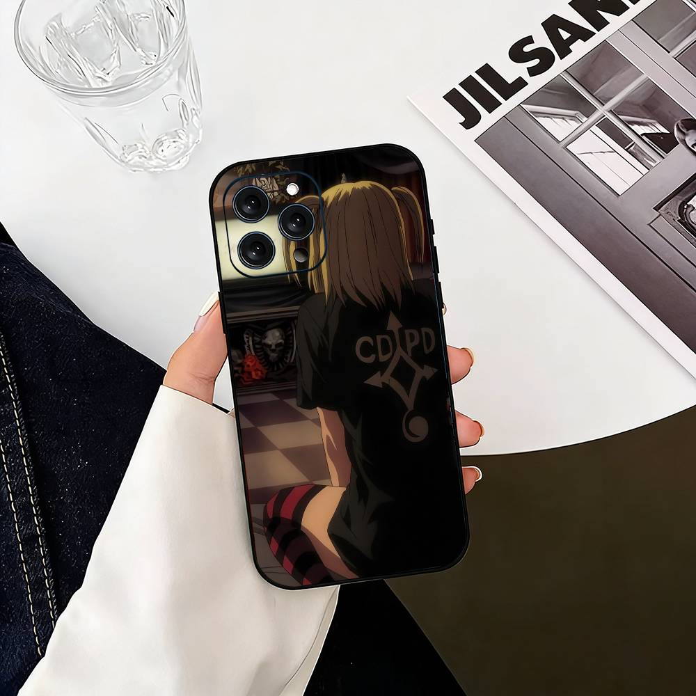 

Чехол для телефона D-Death N-Note Миса для iPhone 17,16,15,14,13,12,11 Plus,Pro Max,XS, Мягкий силиконовый черный чехол iPhone16e