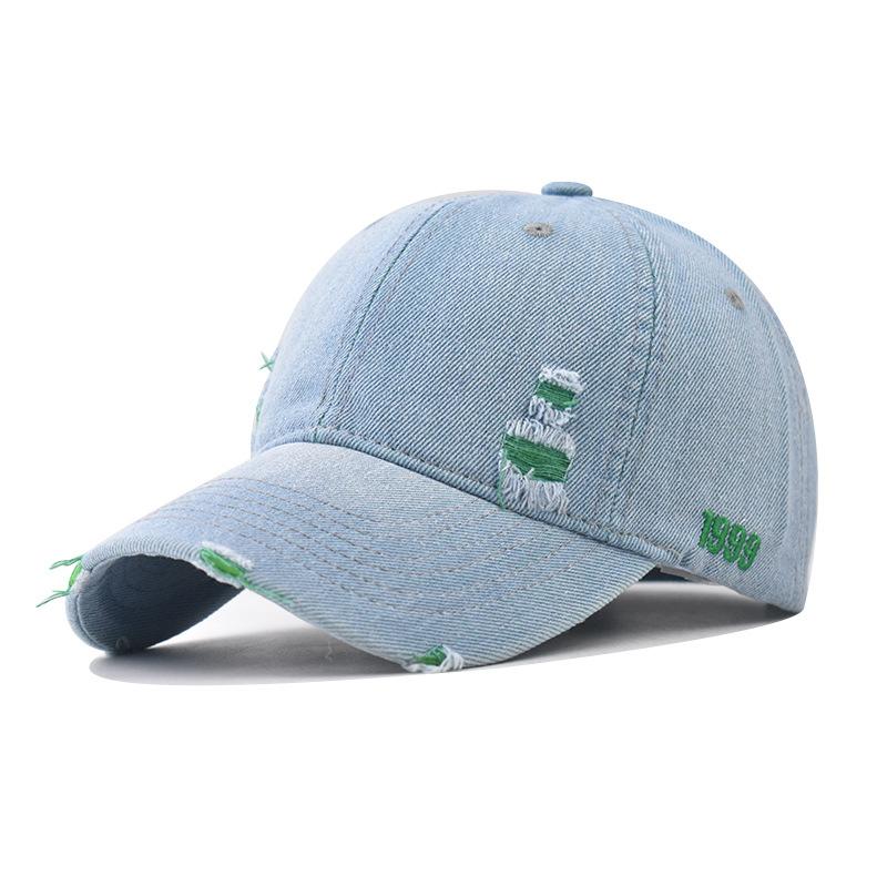 Couples baseball cap Baseball Cap version Sun hat Hole Spring Autumn Wash denim Woman's hat Cap Hip Hop Fitted Cap