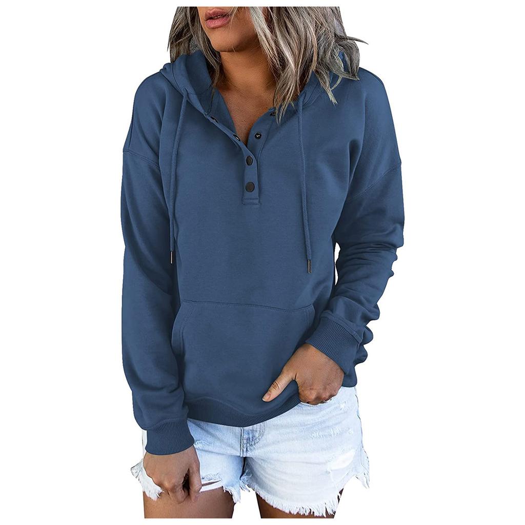 Sudaderas con capucha de mujer Tops Casual Button Down Sudaderas de bolsillo  de manga larga comprar a buen precio — entrega gratuita, reseñas reales con  fotos — Joom