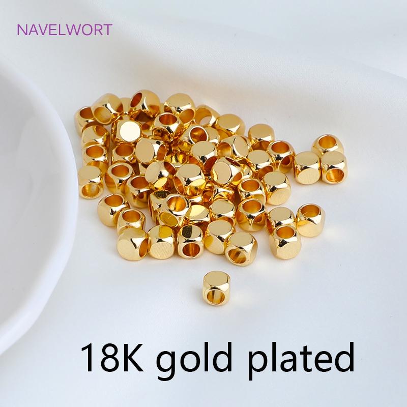 2/3/4mm Hollow Cube Beads 18k Gold Plated Brass Spacer Beads,Separators For Beads,DIY Jewelry Making Supplies Wholesalele