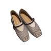 Square-toed Perforated Breathable and Woven Single Shoes for Women A New Versatile Shallow-cut One-shoulder Shoe