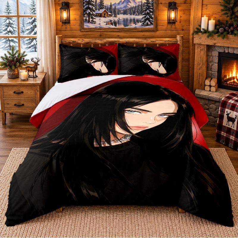 Billie Eilish Pattern Bedding 3Pcs Set Bed Sheet And Pillowcases For Indoor Bedroom