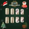 Glittering Artificial Nail Leaves False Nail Christmas Tree Full Cover Stick On Nail Short Square Press On Nail