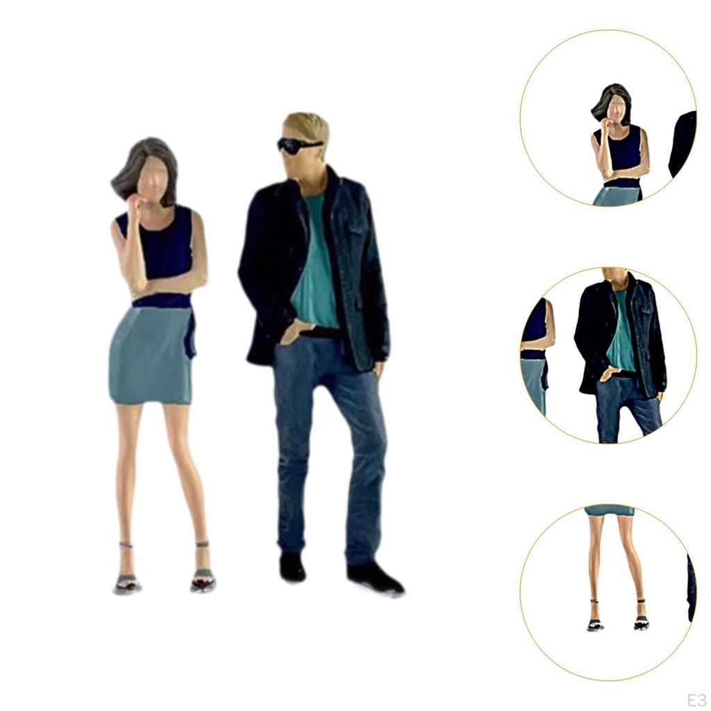 2 Stück 1/64 Frauen und Männer Figuren Tiny People Modell Layout Handwerk Sammlungen Handgemalte