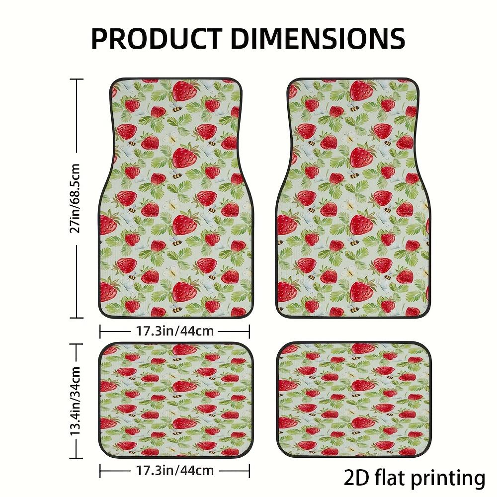 4pcs Car Floor Mats, Strawberry Bee Butterfly Fresh Patterns, Universal Fit Material All-Season Vehicle Interior Accessories For