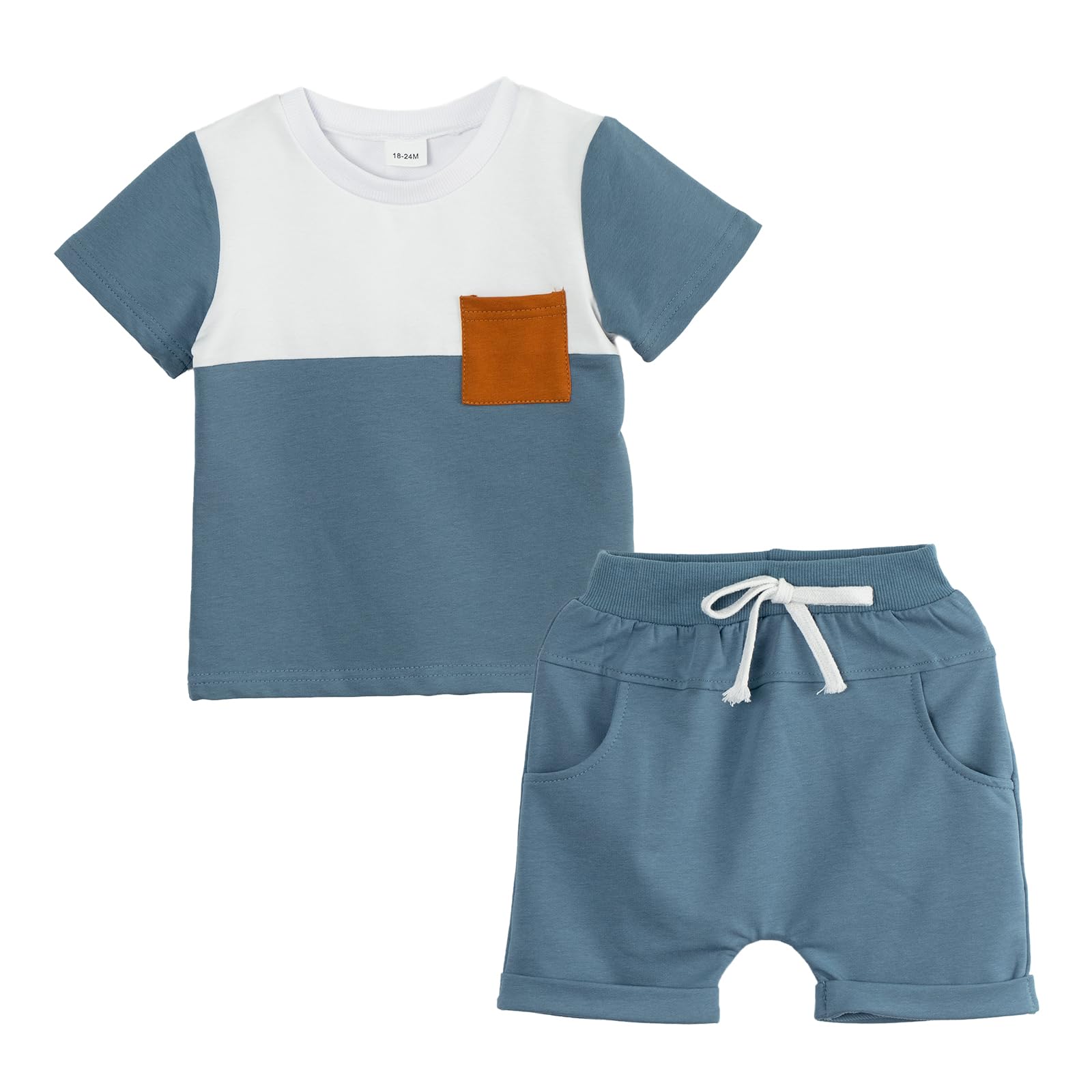 

Volunboy Baby Summer Outfit Short Sleeve and Solid Colors with Color Everyday Size Boys Set, T-Shirt Shorts, Blocks, Casual, Wear, Loungewear,