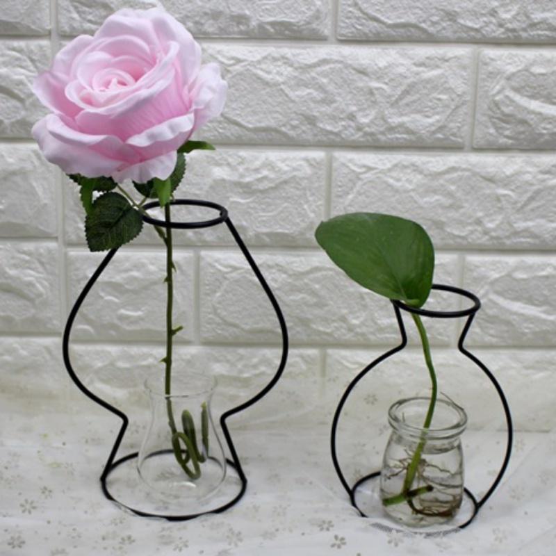 Home Party Decoration Vase Abstract Black Lines Minimalist Abstract Iron Vase