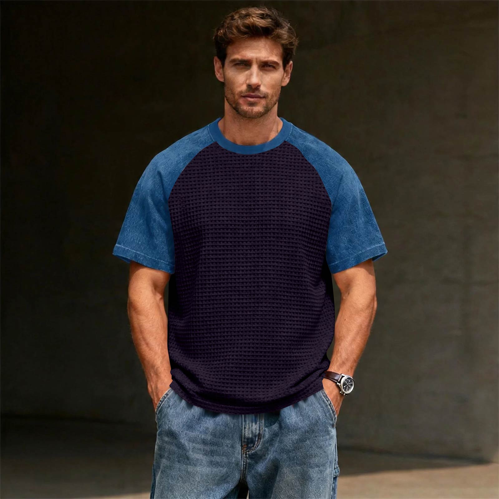 

Men’s Casual Lightweight Oversized Knit Raglan Crewneck Pullover Top with Classic Vintage Style Design XXL