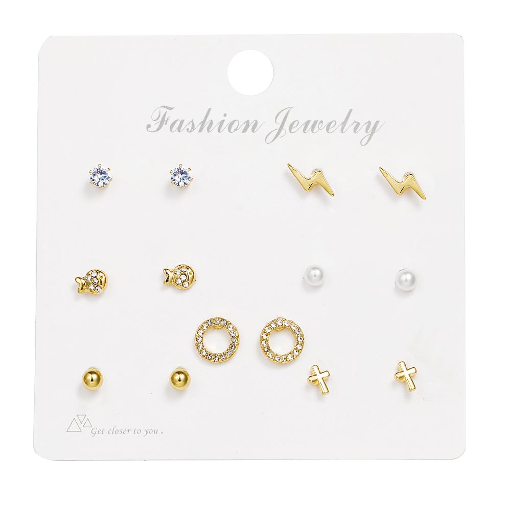 Boucles d'oreilles 6 paires/ensemble Boucles d'oreilles élégantes à breloques Boucles d'oreilles élégantes pour tempérament Bijoux pour femmes Cadeaux