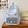 Y2K Cute Star Transparent Backpack Ita Bag for Girls Comic Badge Large Capacity Women Backpacks Fashion Students School Bags