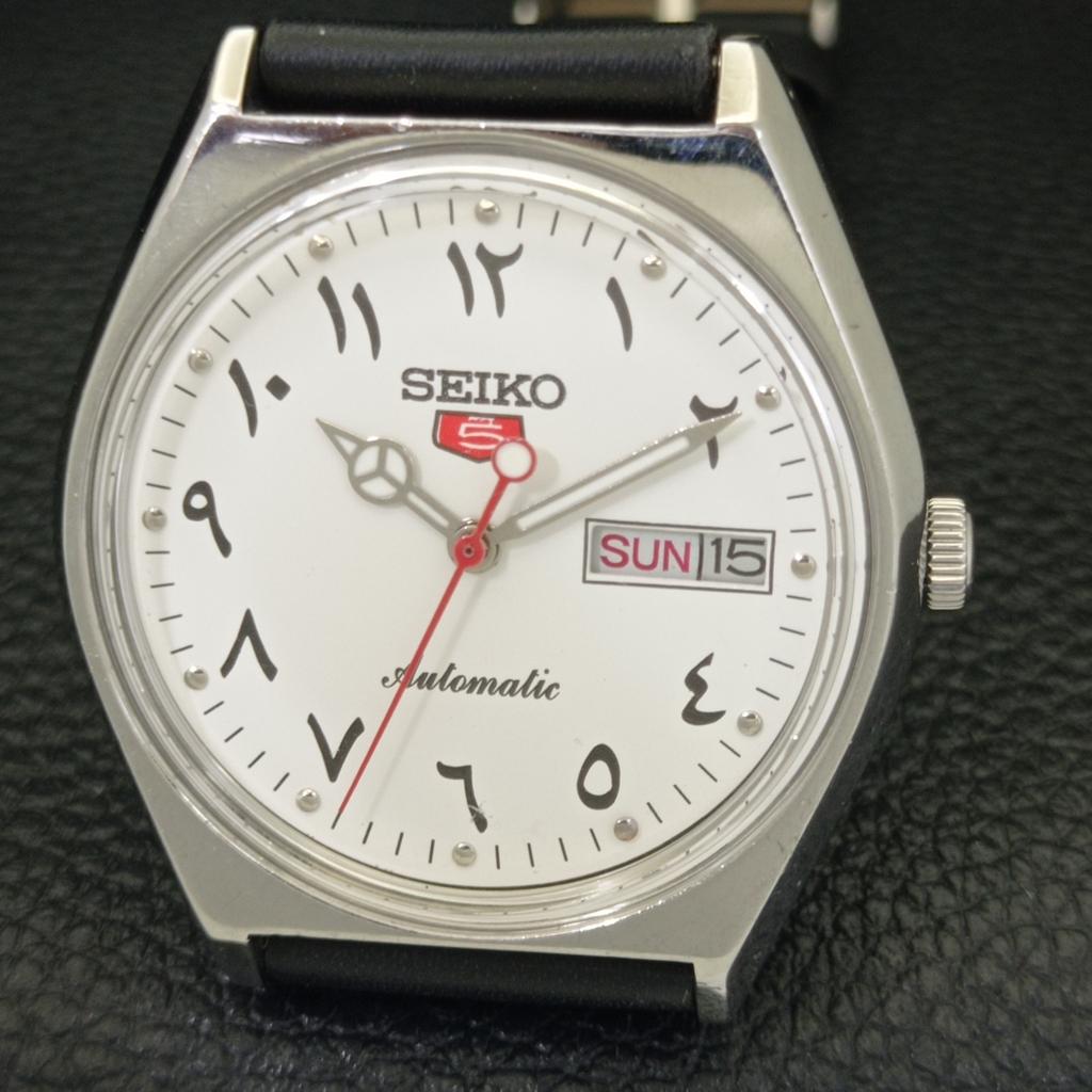Seiko 5 AUTOMATIC JAPAN 6309A MENS VINTAGE ARABIC WHITE DIAL WATCH A701300-5