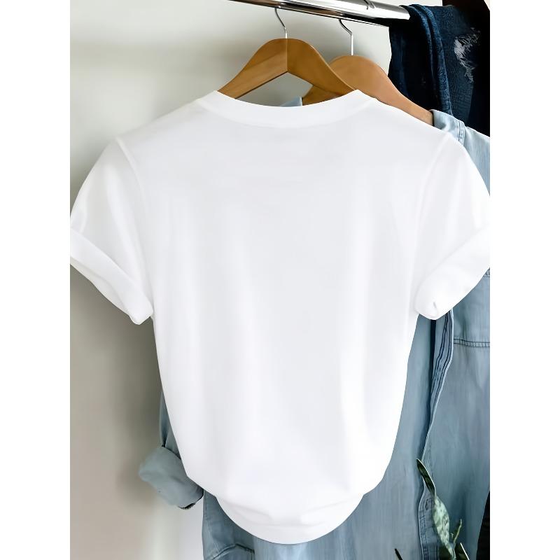European Size Women's Comfy Blend T-Shirt with Floral Print - Casual Round Neck, Stretch Fit, Machine Washable