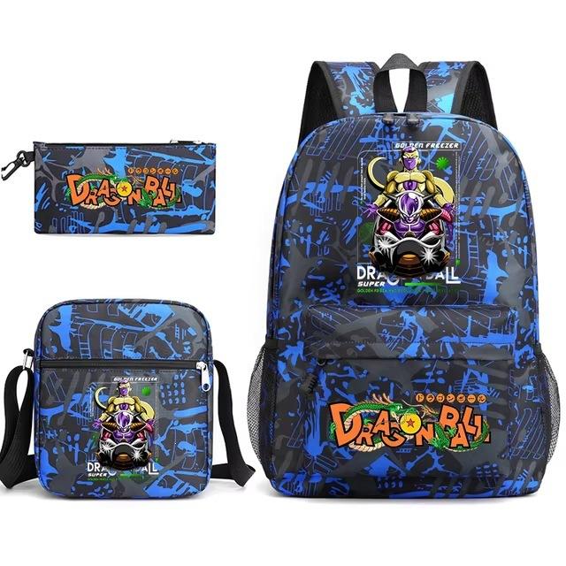 Dragon Ball Z Printed Backpack Set 3-Piece Casual School Bag For Boys And Girls Youth With Pencil Case Shoulder Bag