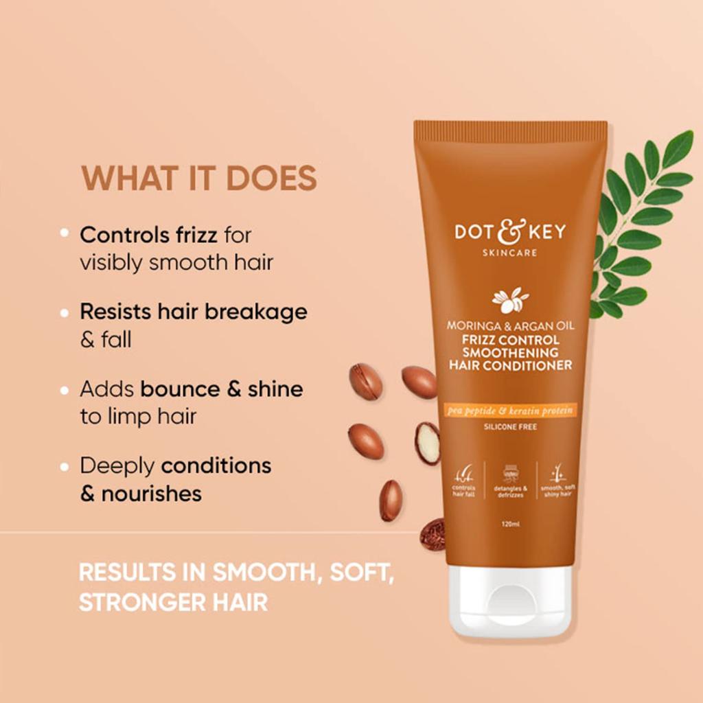 Dot & Key Smoothening Hair Conditioner For Frizz Control, Shine And Manageability, Sulphate Free Care For Dry Hair, 120 ml