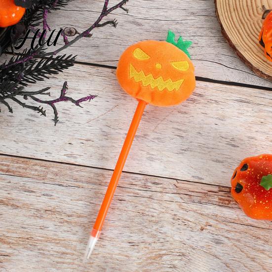 Student Ballpoint Pen Halloween Pumpkin Gel Ink Pen, 0.7mm Rollerball with Plush Pumpkin, Writing Pens Novelty Black for Party Favors, Gift
