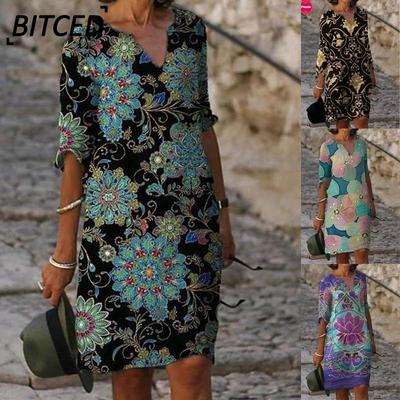 Fashion Summer Spring Short Sleeve V-Neck Casual Dresses