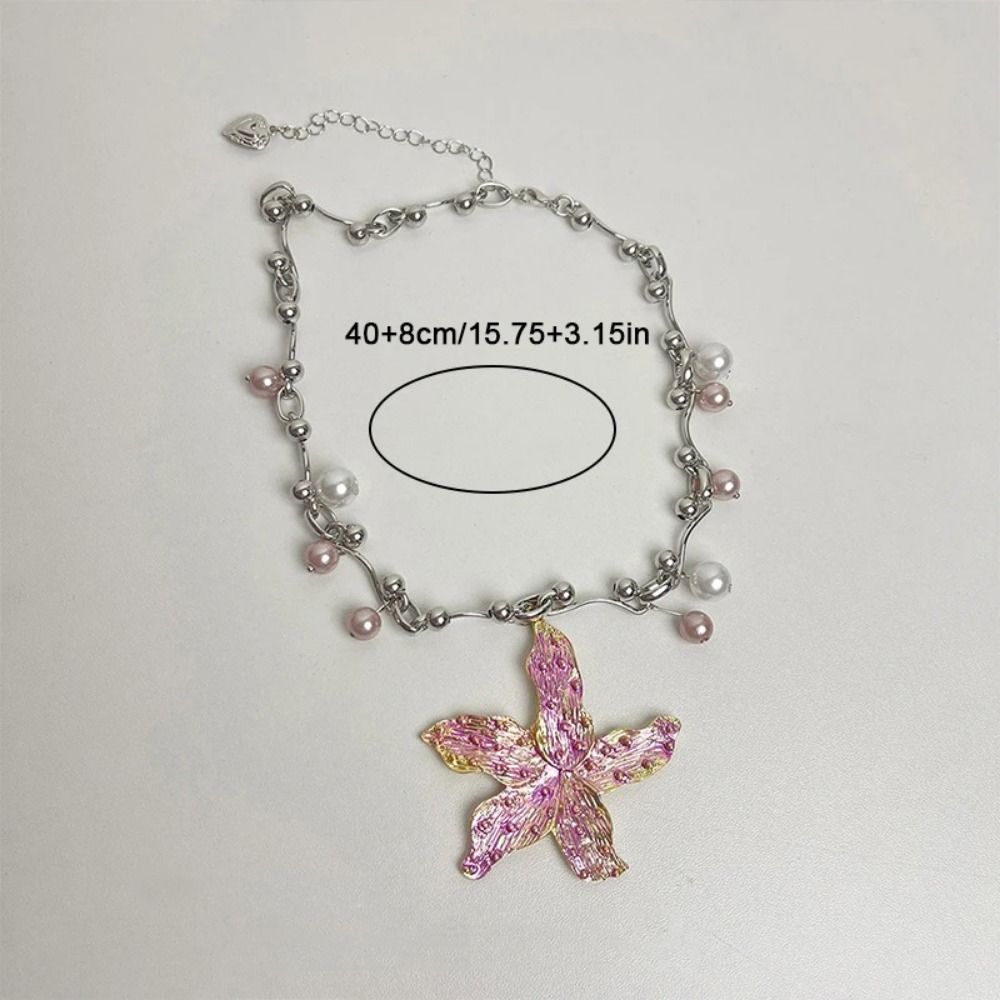 Bohemia Starfish Pendant Necklace Imitation Pearl Clavicle Chain Pearls Necklace  Women