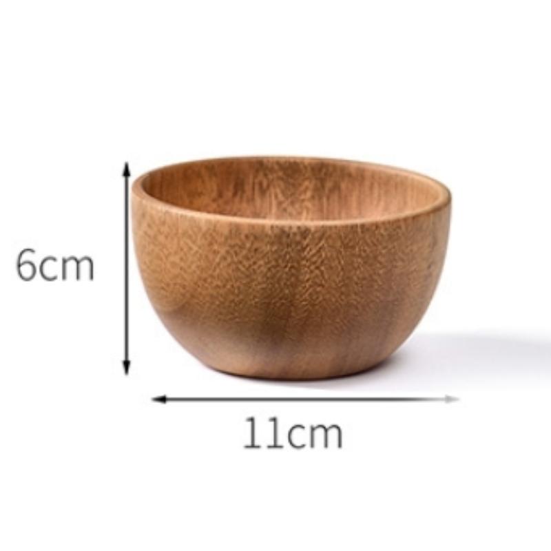 Acacia Wood Original Wood Grain Salad Bowl Wooden Creative Simple Rice Bowl Environmentally Friendly Circular Wooden Bowl