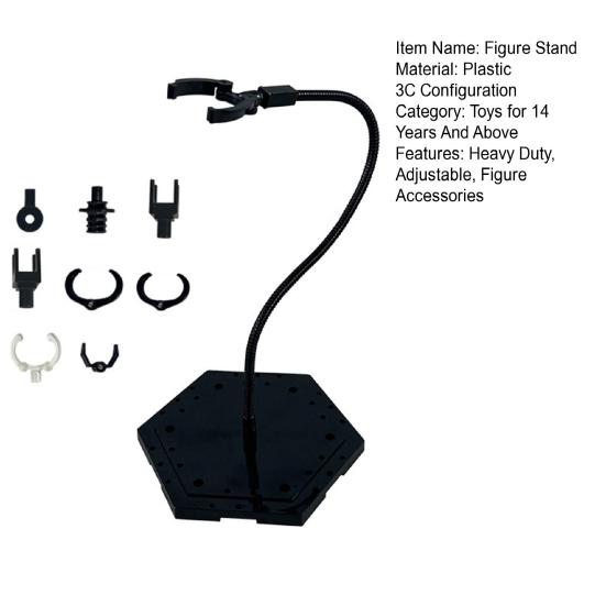 Action Figure Stand with 8 Connectors Square/Hexagonal Base Heavy Duty Plastic Adjustable Anime Figurine Model Display Holder Rack
