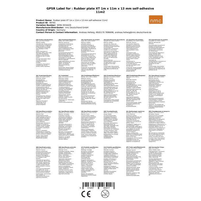 XT Rubber Plate 1m X 11m X 13 Mm Self-adhesive 11m²