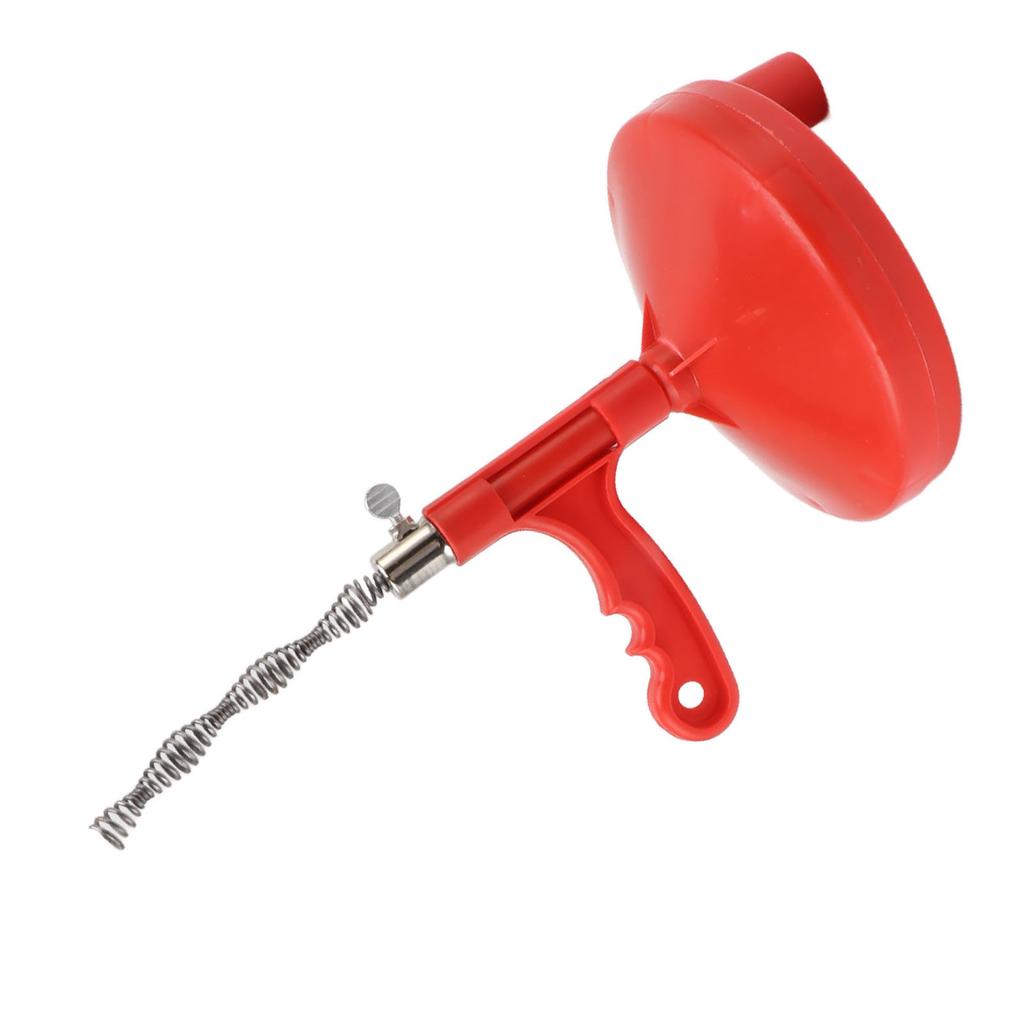 Plumbing Snake Flexible Labor Saving Anti Slip Handle Carbon Steel Drain Clog Remover for Kitchen Sink Red