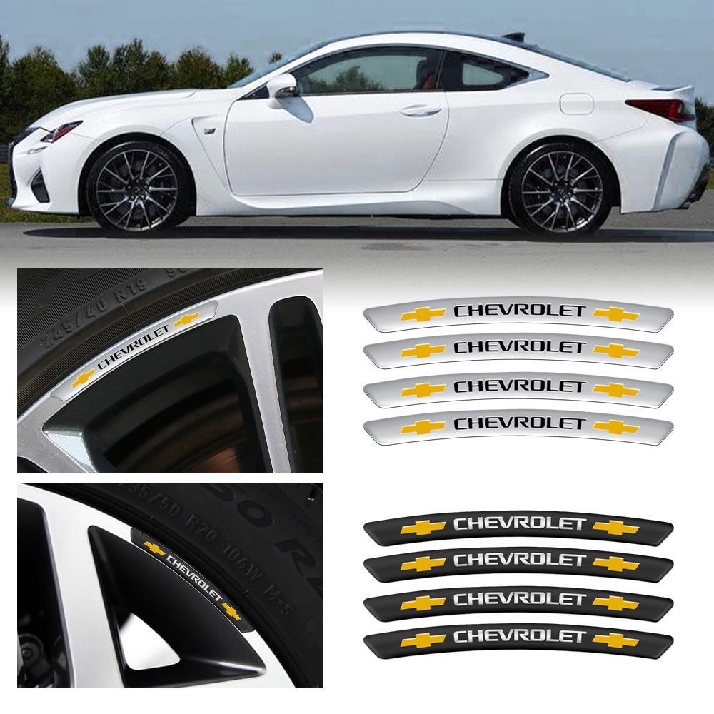 4Pcs/set Aluminum Car Wheel Rims Decoration Sticker Car Accessories For Chevrolet Spark Cruze Sonic Onix Sail Aveo Cobalt