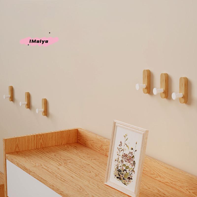 Nordischer Stil Holz Wandhaken Selbstklebend Montiert Zum Aufhängen Mantel Handtuch Kleidung Decke Hut Rucksack Bademantel Eingang Schlüsselhalter
