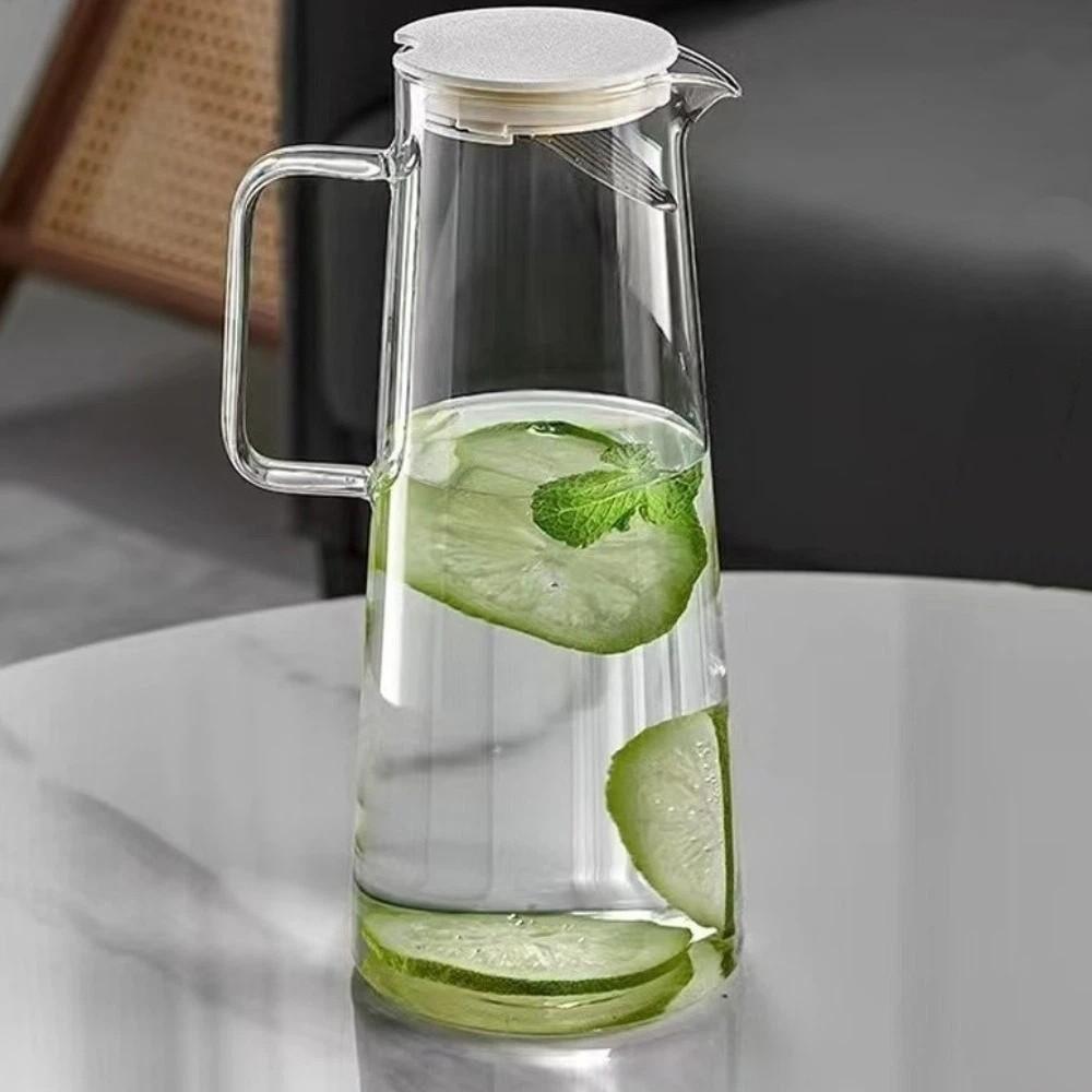 with Lid Water Pitcher Heat Resistant Cold Water Jug Practical Glass Kettle Restaurant