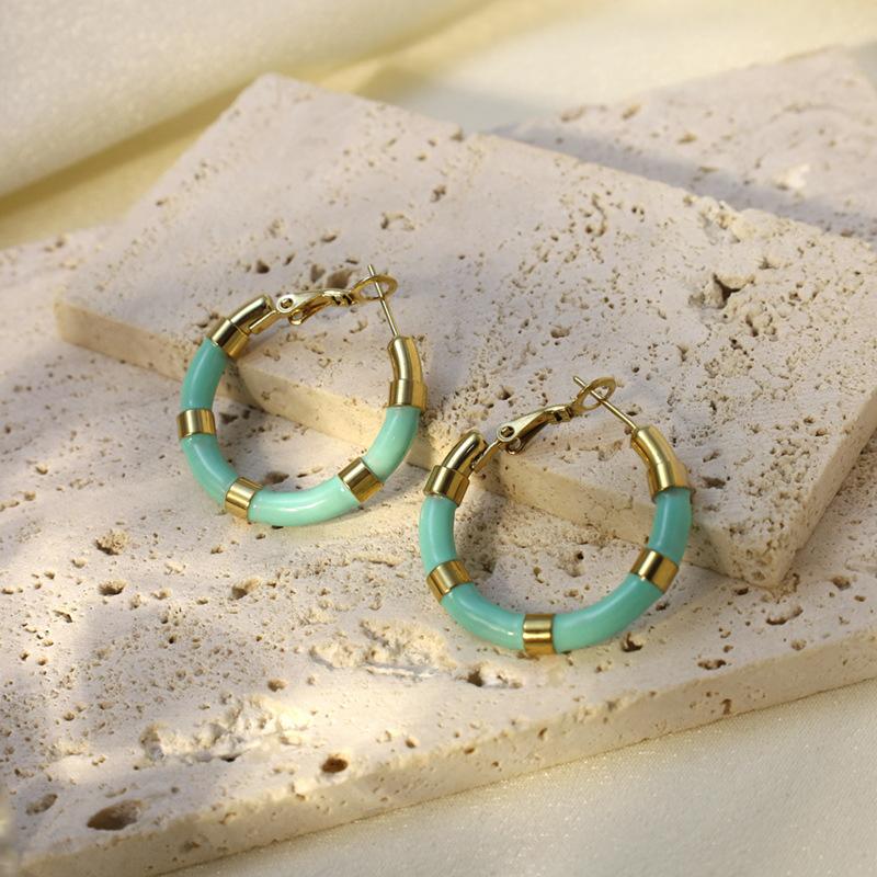 Dopamine Simple Geometric Round Color Drip Earrings Women Do Not Fade Personality High Sense Versatile Earrings